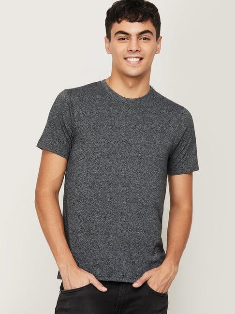 fame forever by lifestyle grey cotton regular fit texture t-shirt