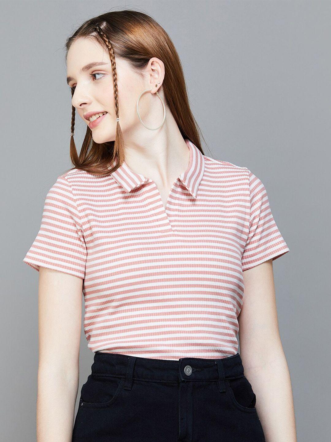 fame forever by lifestyle horizontal stripes shirt collar shirt style top