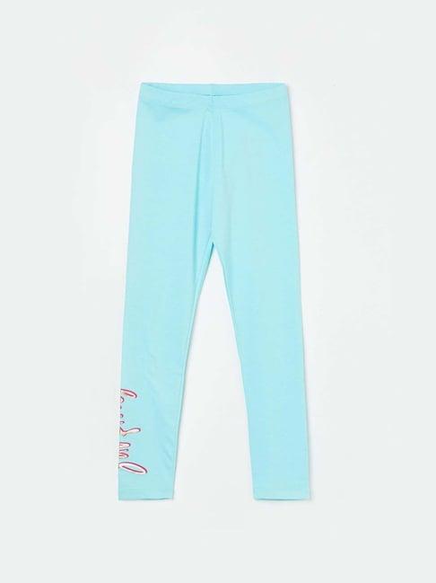 fame forever by lifestyle kids aqua blue printed leggings