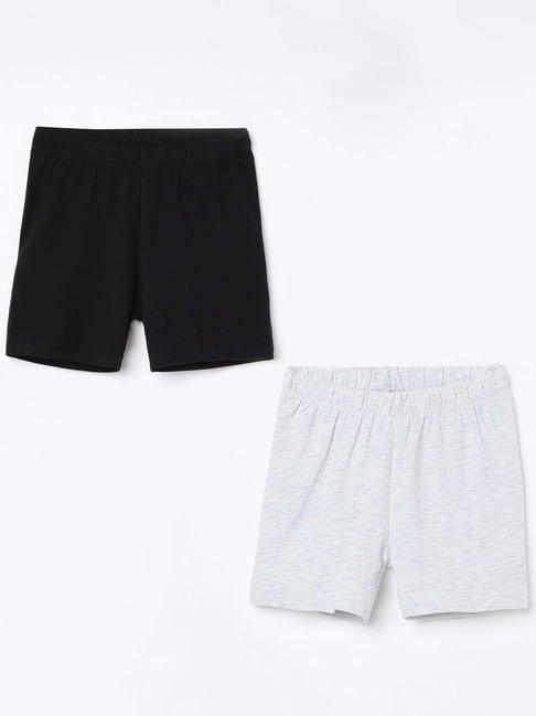 fame forever by lifestyle kids black & grey regular fit shorts (pack of 2)