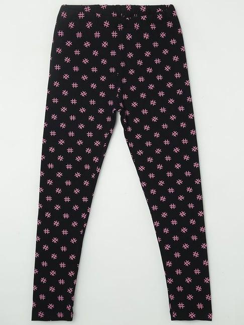 fame forever by lifestyle kids black & pink printed leggings