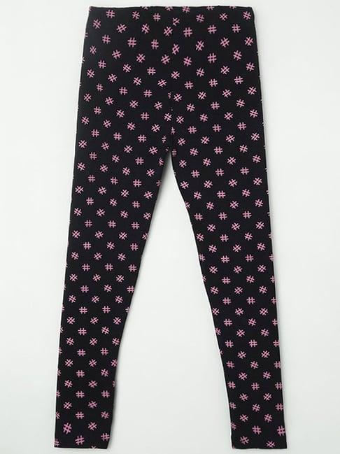 fame forever by lifestyle kids black & pink printed leggings