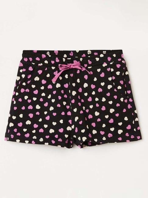 fame forever by lifestyle kids black & purple cotton printed shorts
