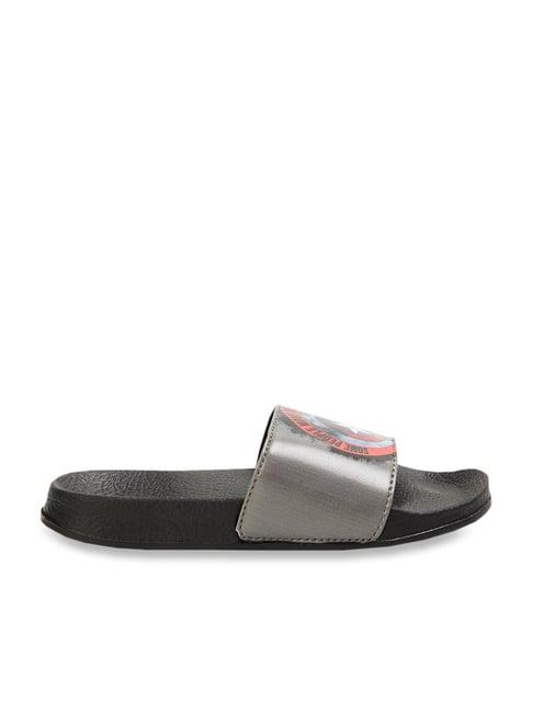 fame forever by lifestyle kids black & red casual slides