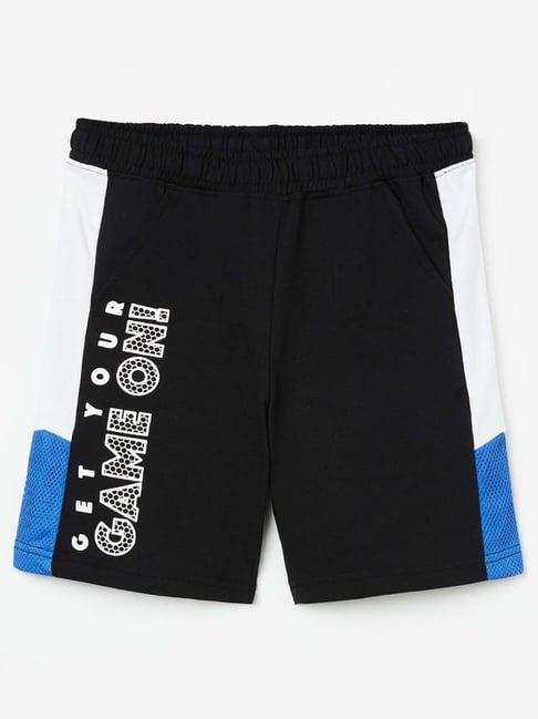 fame forever by lifestyle kids black cotton printed shorts
