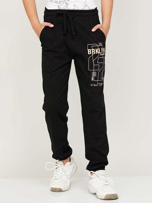 fame forever by lifestyle kids black cotton regular fit joggers