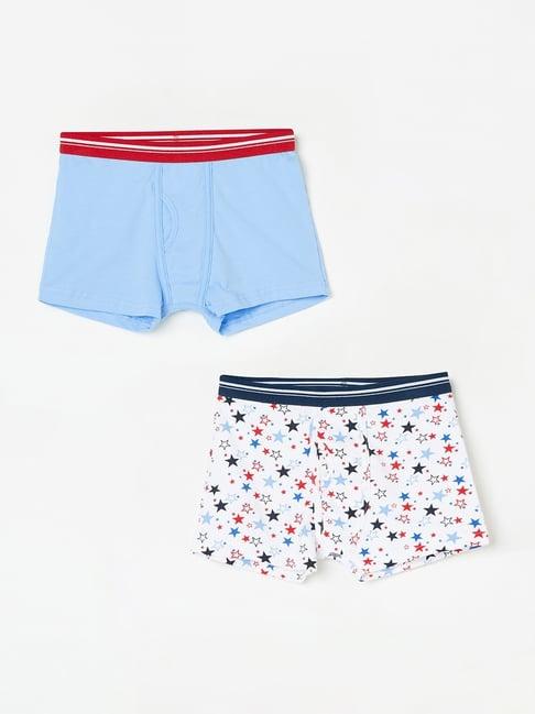 fame forever by lifestyle kids blue & white cotton printed boxer