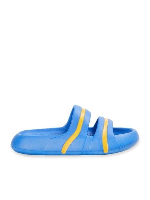 fame forever by lifestyle kids blue & yellow casual slides