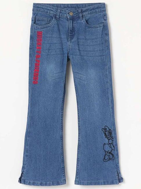 fame forever by lifestyle kids blue cotton embroidered jeans