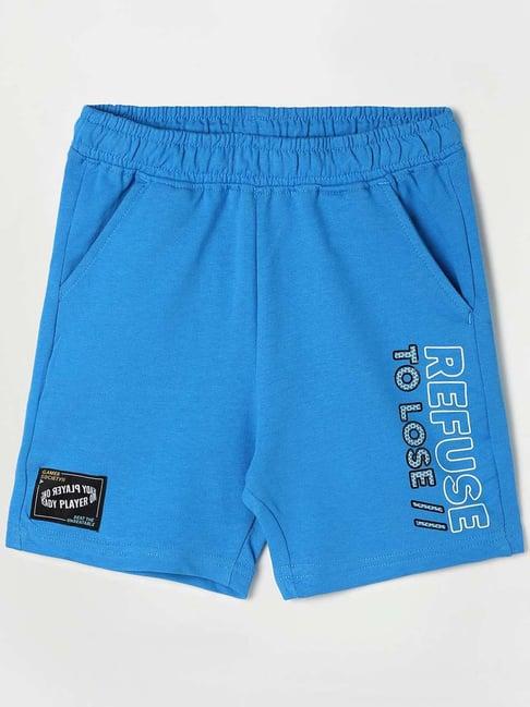 fame forever by lifestyle kids blue cotton regular fit shorts