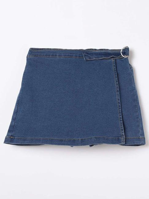 fame forever by lifestyle kids blue cotton regular fit skirt