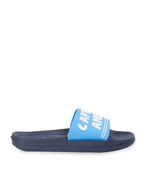 fame forever by lifestyle kids captain america blue & white casual slides