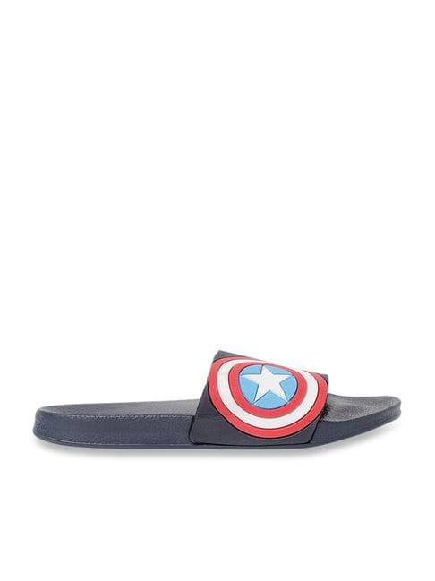 fame forever by lifestyle kids captain america navy & red casual slides