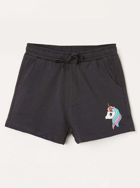 fame forever by lifestyle kids charcoal black cotton printed shorts