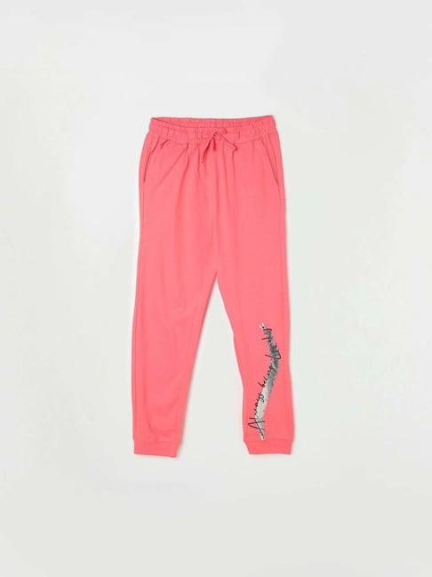 fame forever by lifestyle kids coral cotton printed trackpants