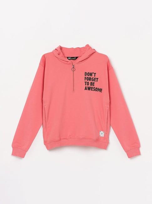 fame forever by lifestyle kids coral graphic print full sleeves  sweatshirt