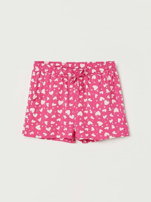 fame forever by lifestyle kids fuchsia pink cotton printed shorts