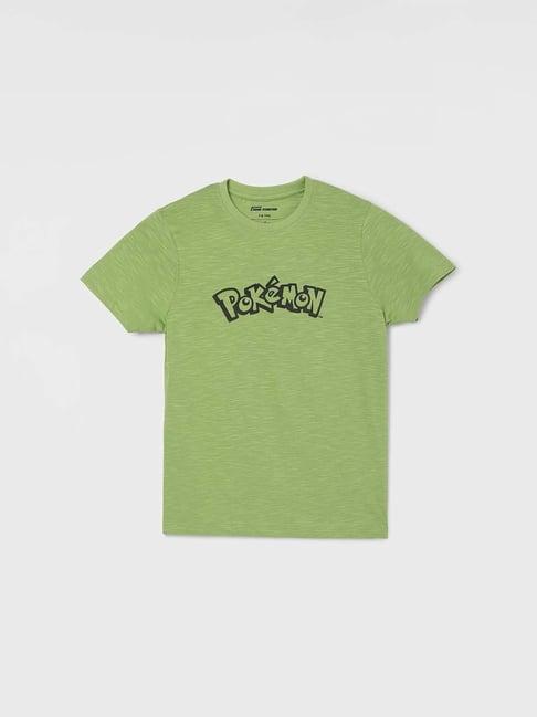 fame forever by lifestyle kids green cotton printed t-shirt