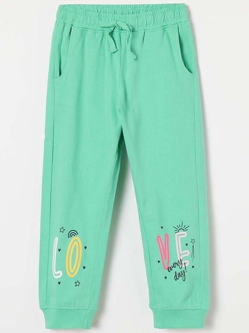 fame forever by lifestyle kids green cotton printed trackpants