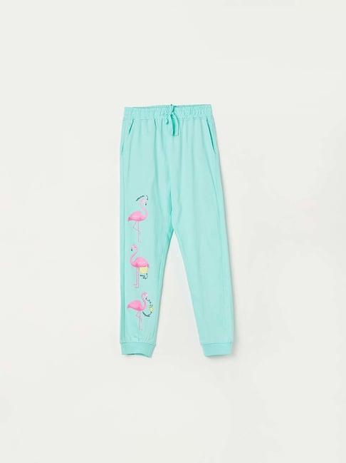 fame forever by lifestyle kids green cotton printed trackpants