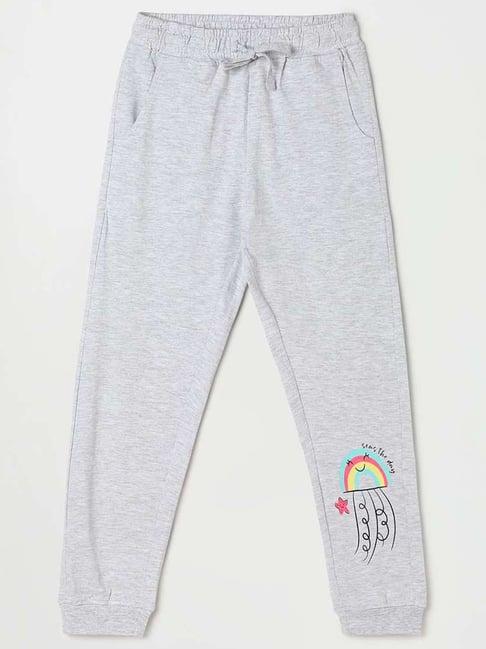 fame forever by lifestyle kids grey cotton printed trackpants