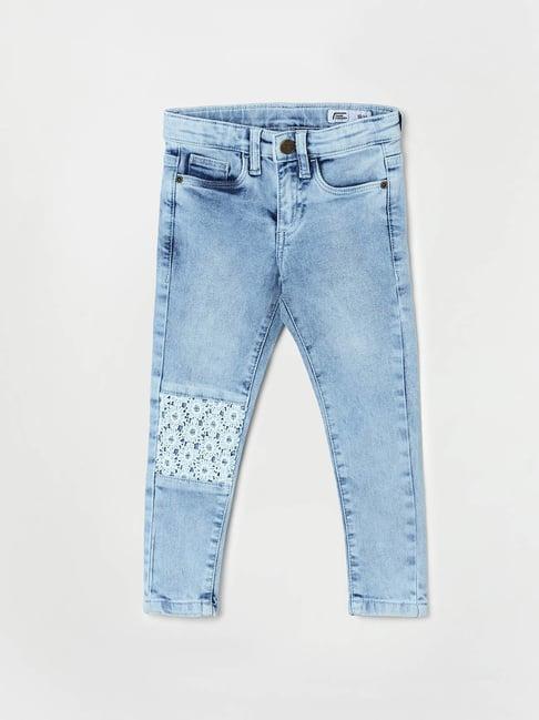 fame forever by lifestyle kids light blue self design jeans