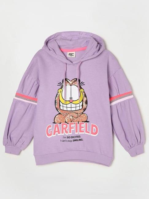fame forever by lifestyle kids lilac cotton printed full sleeves hoodie