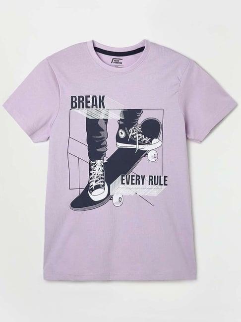 fame forever by lifestyle kids lilac cotton printed t-shirt