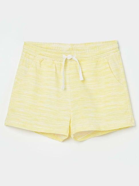 fame forever by lifestyle kids lime yellow cotton striped shorts