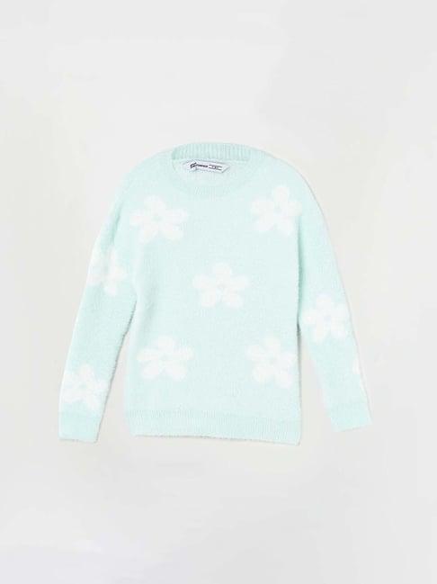 fame forever by lifestyle kids mint green floral print full sleeves sweater