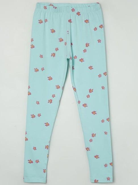 fame forever by lifestyle kids mint green floral print leggings