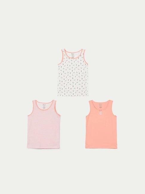 fame forever by lifestyle kids multicolor cotton printed tank (pack of 3) - assorted
