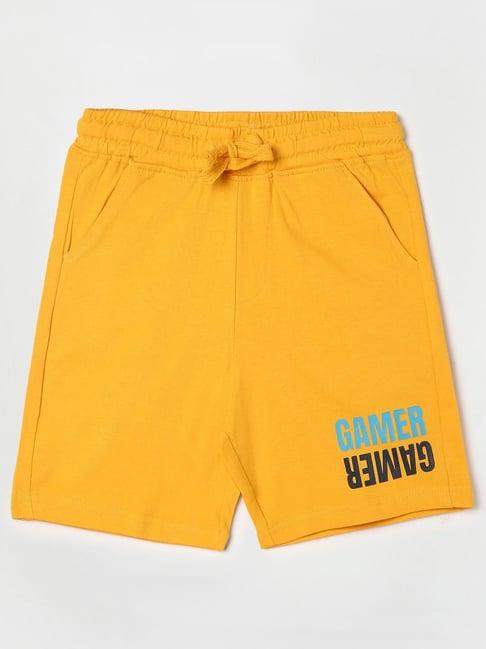 fame forever by lifestyle kids mustard cotton printed shorts