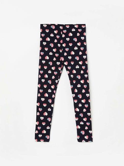 fame forever by lifestyle kids navy & pink printed leggings