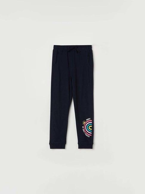 fame forever by lifestyle kids navy cotton printed trackpants