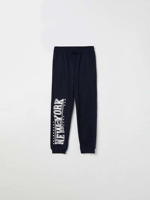 fame forever by lifestyle kids navy cotton printed trackpants