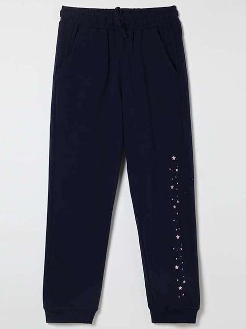 fame forever by lifestyle kids navy cotton regular fit trackpants