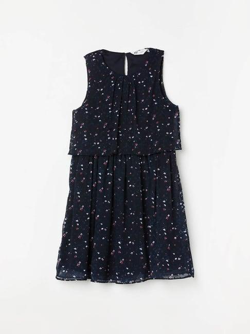 fame forever by lifestyle kids navy printed dress