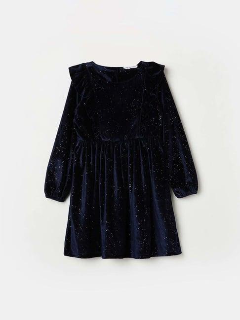 fame forever by lifestyle kids navy printed full sleeves dress