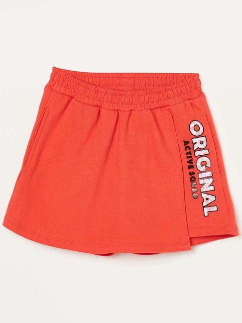 fame forever by lifestyle kids orange cotton printed shorts