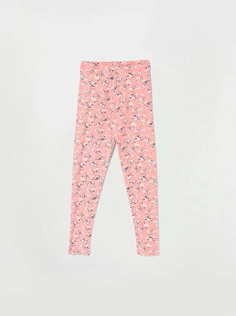 fame forever by lifestyle kids peach cotton printed leggings