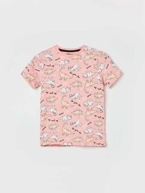 fame forever by lifestyle kids peach cotton printed t-shirt