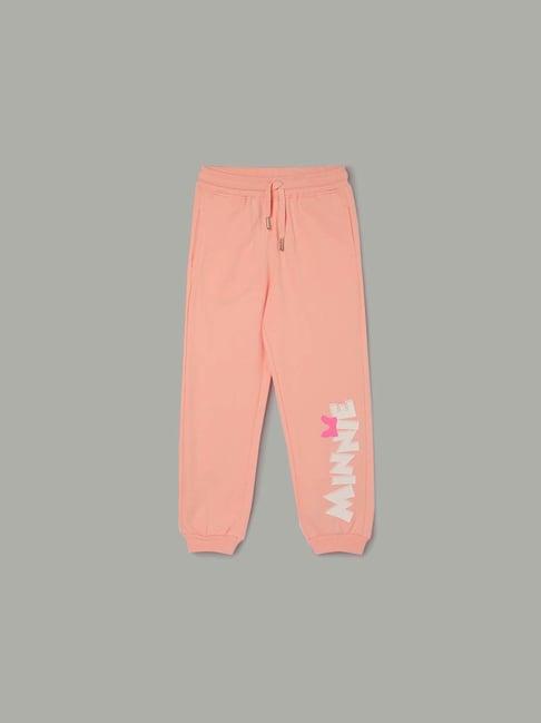 fame forever by lifestyle kids peach cotton printed trackpants
