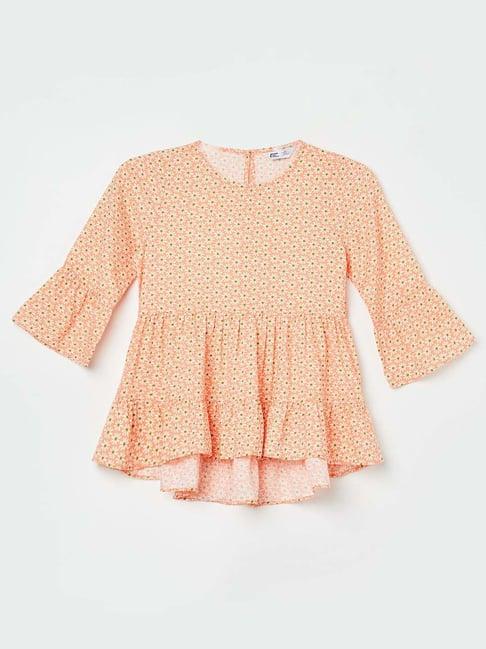 fame forever by lifestyle kids peach floral print full sleeves top