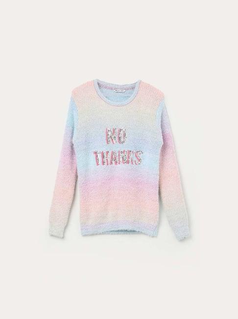 fame forever by lifestyle kids pink & blue embellished full sleeves sweater