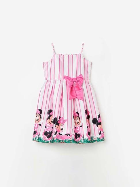 fame forever by lifestyle kids pink & white printed dress
