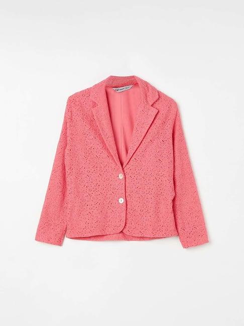 fame forever by lifestyle kids pink cotton regular fit full sleeves jacket