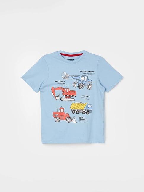 fame forever by lifestyle kids powder blue cotton printed tee