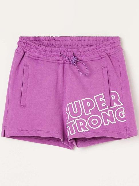 fame forever by lifestyle kids purple cotton printed shorts