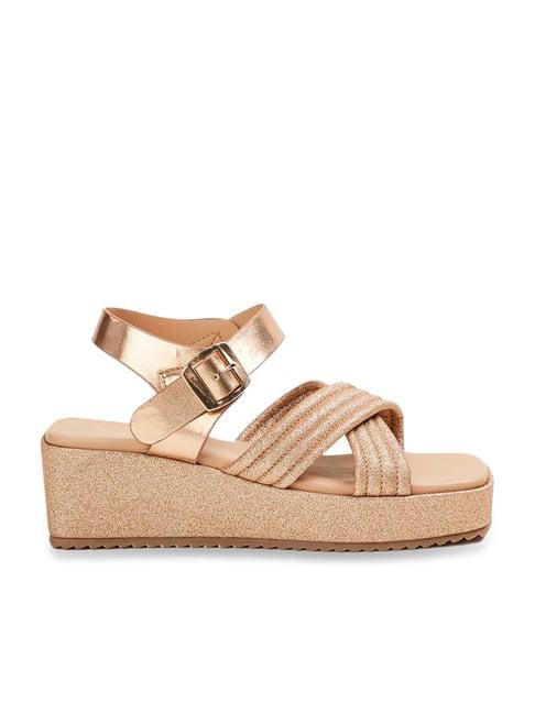 fame forever by lifestyle kids rose gold cross strap sandals